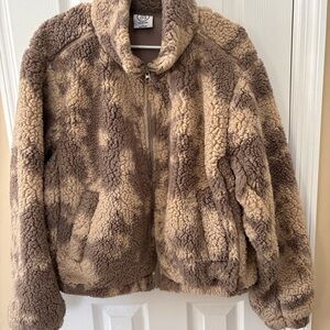 Sage Women's Tan and Brown Camo Sherpa Jacket